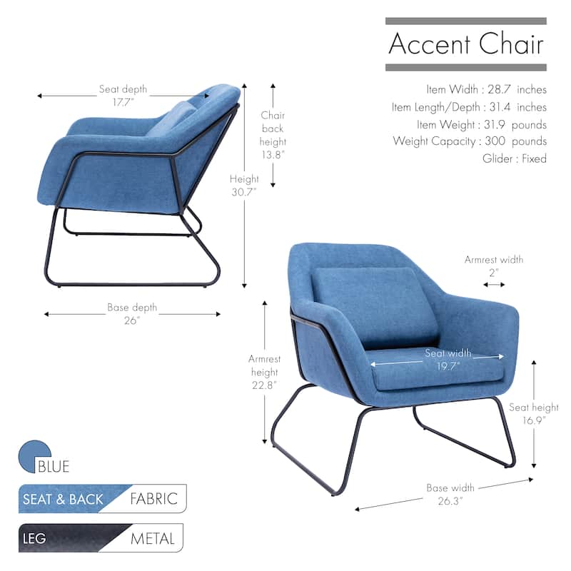 Porthos Home Kylen Accent Chair, Polyester Upholstery, Metal Legs