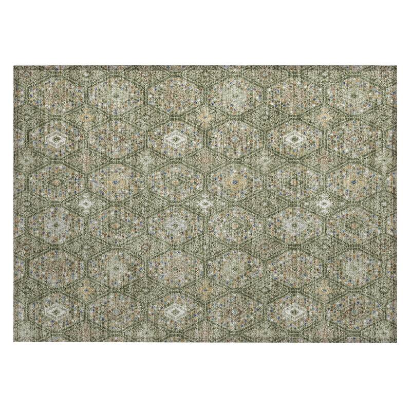 Machine Washable Indoor/ Outdoor Modern Hexi Chantille Rug