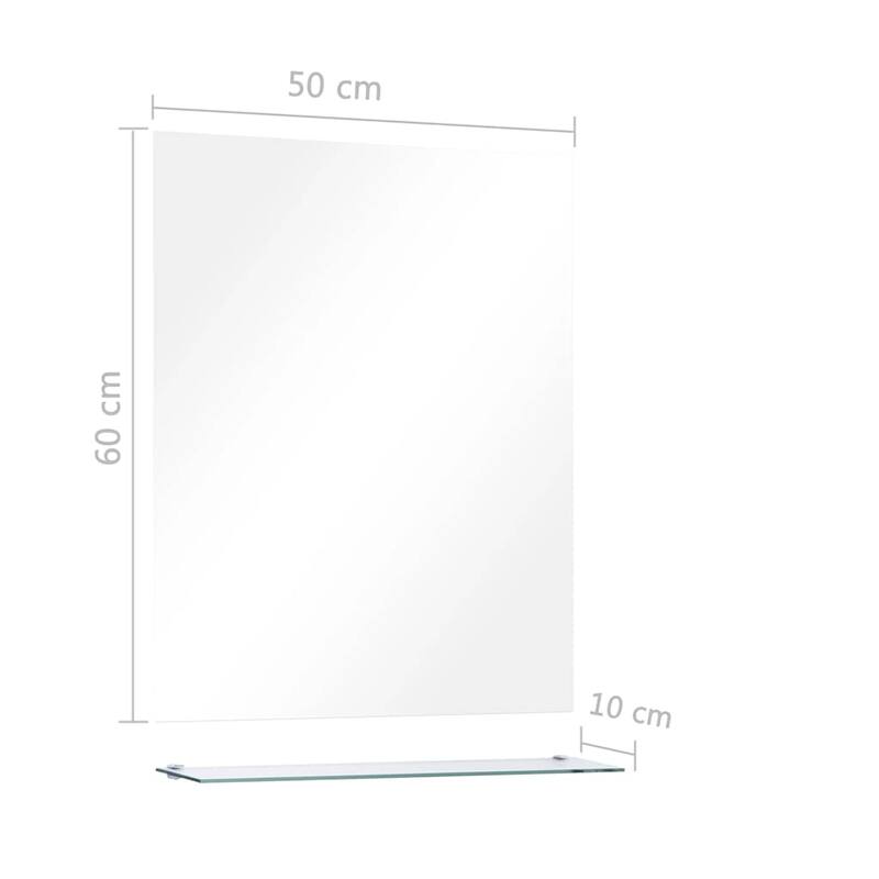 vidaXL Wall Mirror Transparent Tempered Glass 19.7x23.6 in - 19.7 x 3.9 x 23.6 in