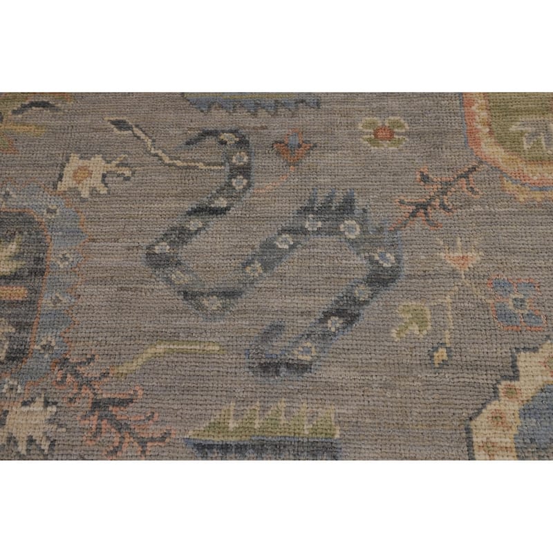 Oushak Turkish Area Rug Handmade Vegetable Dye Grey Wool Carpet - 8'0"x 10'1"