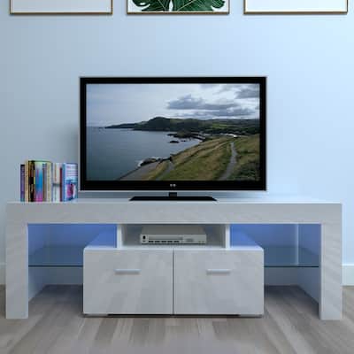 51" Household Decoration LED TV Cabinet with Two Drawers White