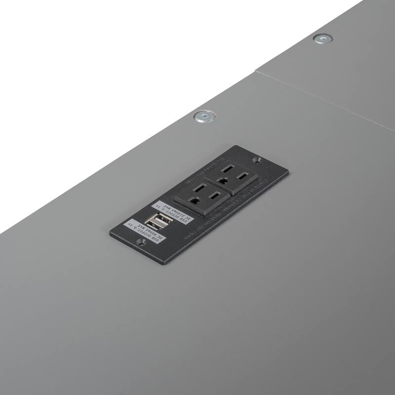 Full Size Loft Bed with Desk, Storage Cabinets, Drawers, Charging Station, Gray