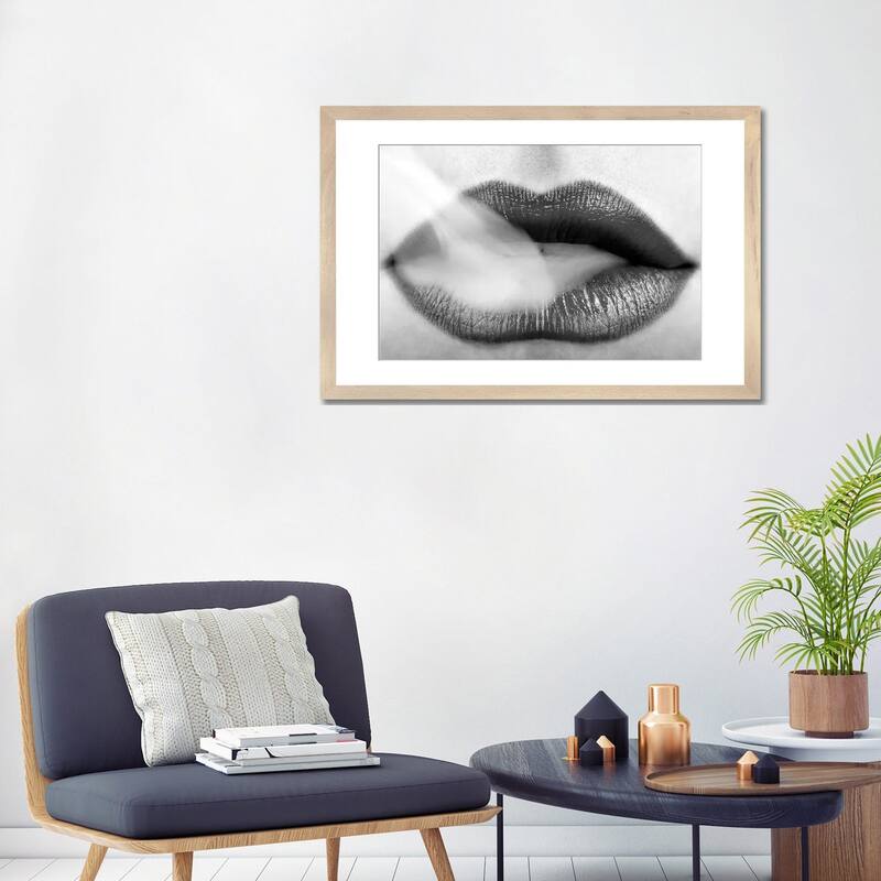 iCanvas "Black Lipstick and Blowing Smoke" by Unknown Artist