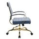preview thumbnail 11 of 14, Benmar Ribbed PU Leather Office Chair - Ergonomic Swivel Desk Chair - Chrome Gold Steel Base Executive Computer Seat