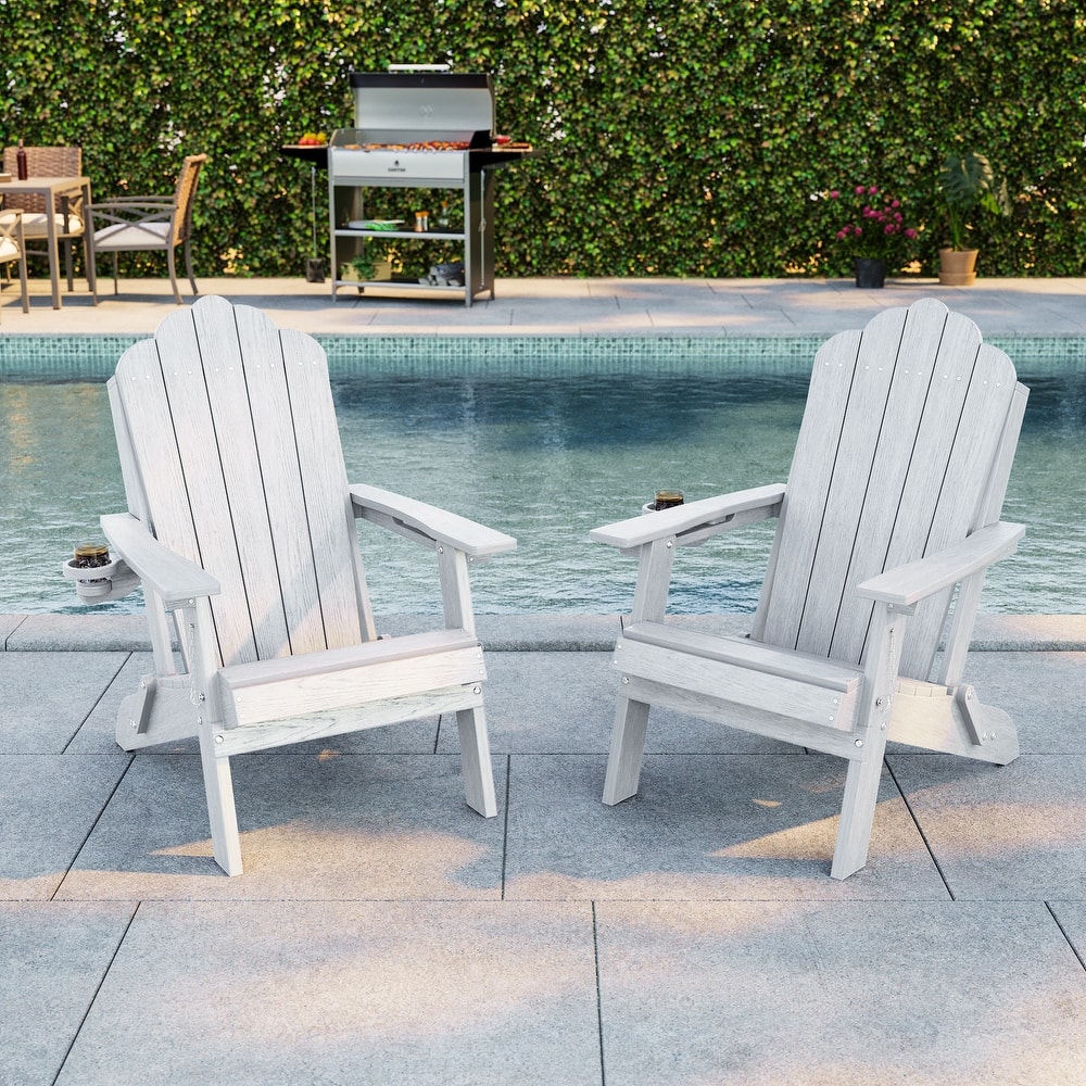 Foldable HDPE Adirondack Chair All-Weather W/ Cup Holder