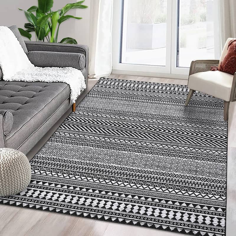 Garvee Moroccan Geometric Machine Washable Area Rug