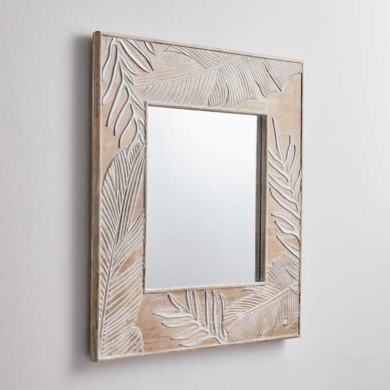 Farmhouse Wood Framed Square Decorative Wall Mirror - 32" H x 32" W