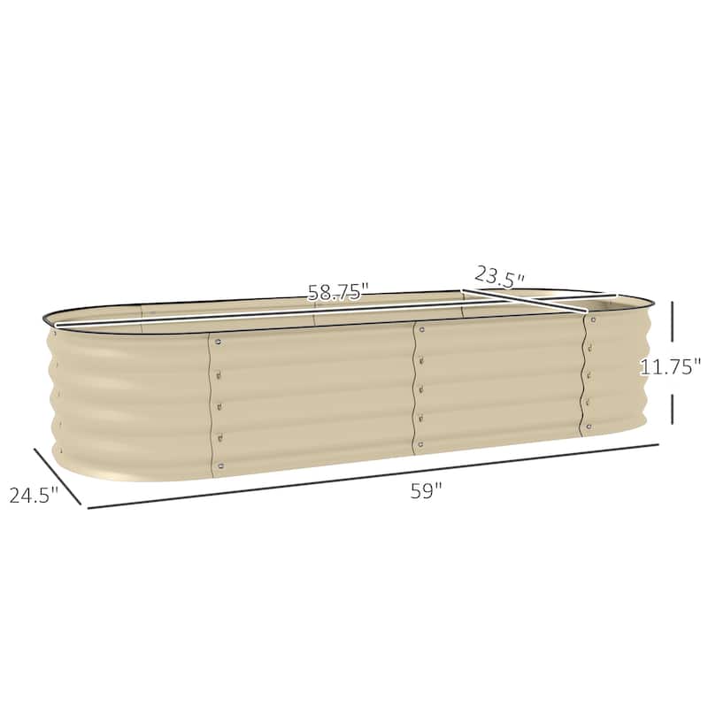 Outsunny 4.9' x 2' x 1' Galvanized Raised Garden Bed Kit, Outdoor Metal Elevated Planter Box with Safety Edging