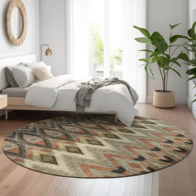 Premium Washable Super Soft Boho Womba Mayfield Rug - Taupe - 8' x 8' - Round