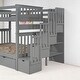 preview thumbnail 17 of 17, Full Over Full Bunk Bed with Storage Drawers and Shelves, Convertible Staircase Bunk Beds with Guardrails,No Box Spring Required