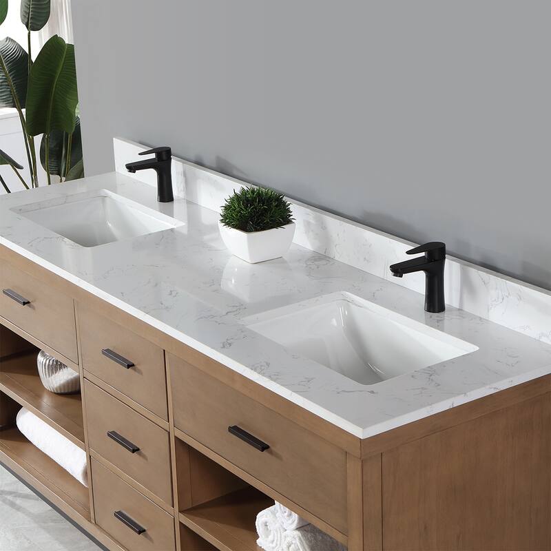 Altair Kesia Bathroom Vanity with White Composite Stone Top without Mirror