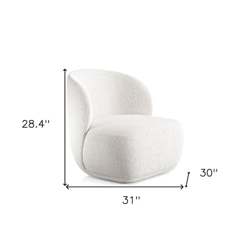 HomeRoots 31" White Boucle Wingback Chair - 31.00 in. x 28.40 in. x 30.00 in.