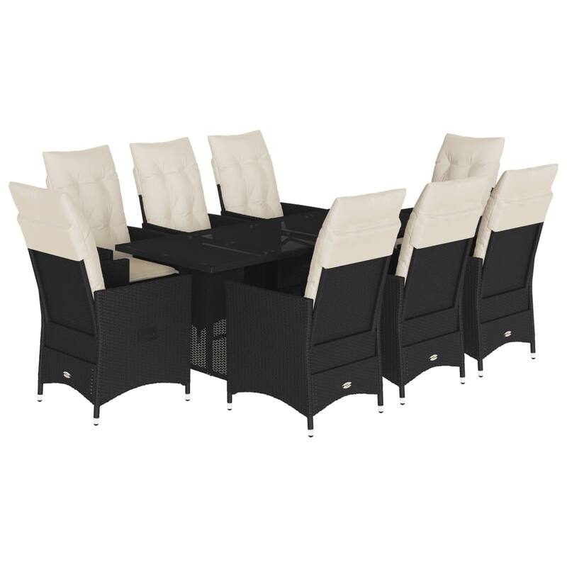 vidaXL Garden Dining Set Black, Cream White - 23.2 x 22.0 x 36.2 in
