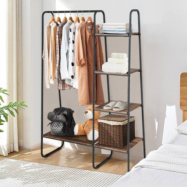 Shop Costway Clothes Garment Rack Free Standing Storage Tower W