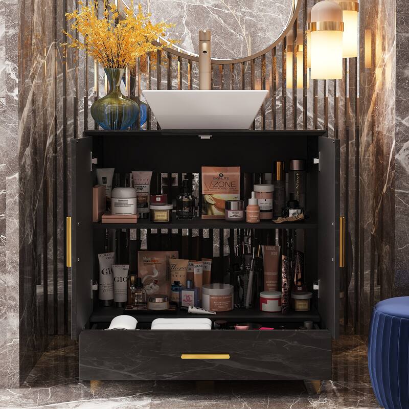 Freestanding Vanity Cabinet for Bathroom, High-Gloss Design, Storage