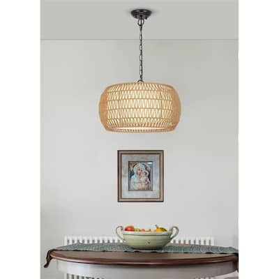Rattan Farmhouse Brown Chandelier Light Fixtures