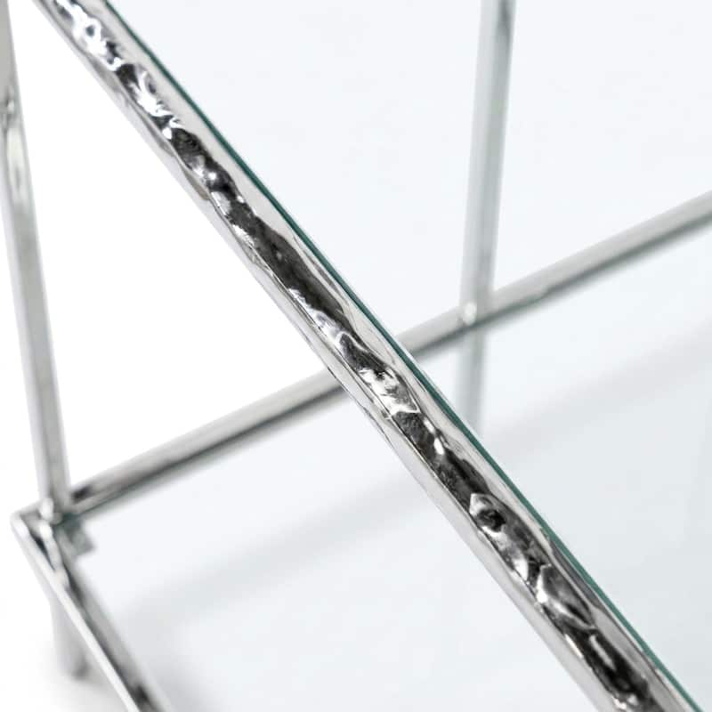 Furniture of America Zayen Modern Hammered Metal 1-Shelf Side Table