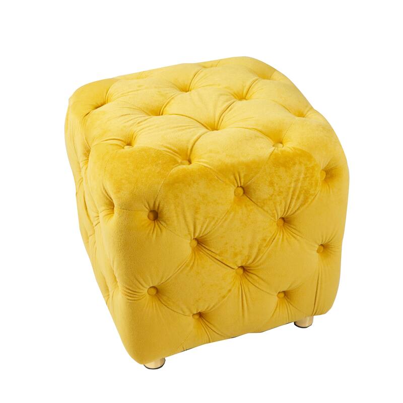 Modern Velvet Upholstered Square Tufted Ottoman by GDFStudio