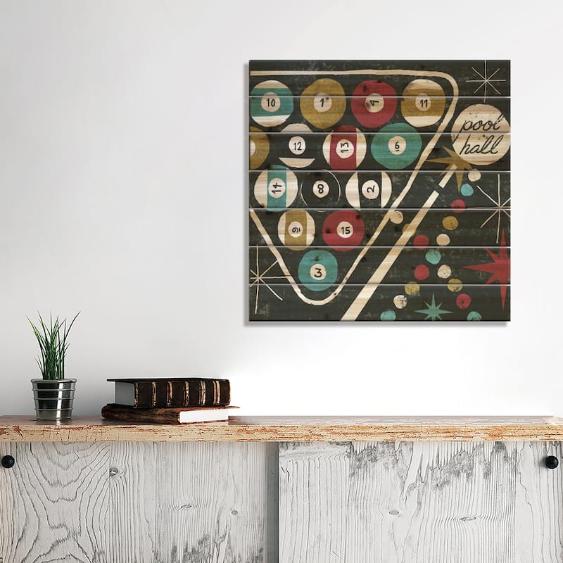 Vegas - Pool Hall Print On Wood by Michael Mullan - Multi-Color