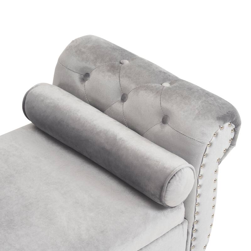 Velvet Multifunctional Storage Rectangular ottoman bench with 1 Pillow
