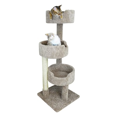 52" Multi-Level Cat Tree Tower with Four Plush Beds and Scratching Posts for Multiple Cats