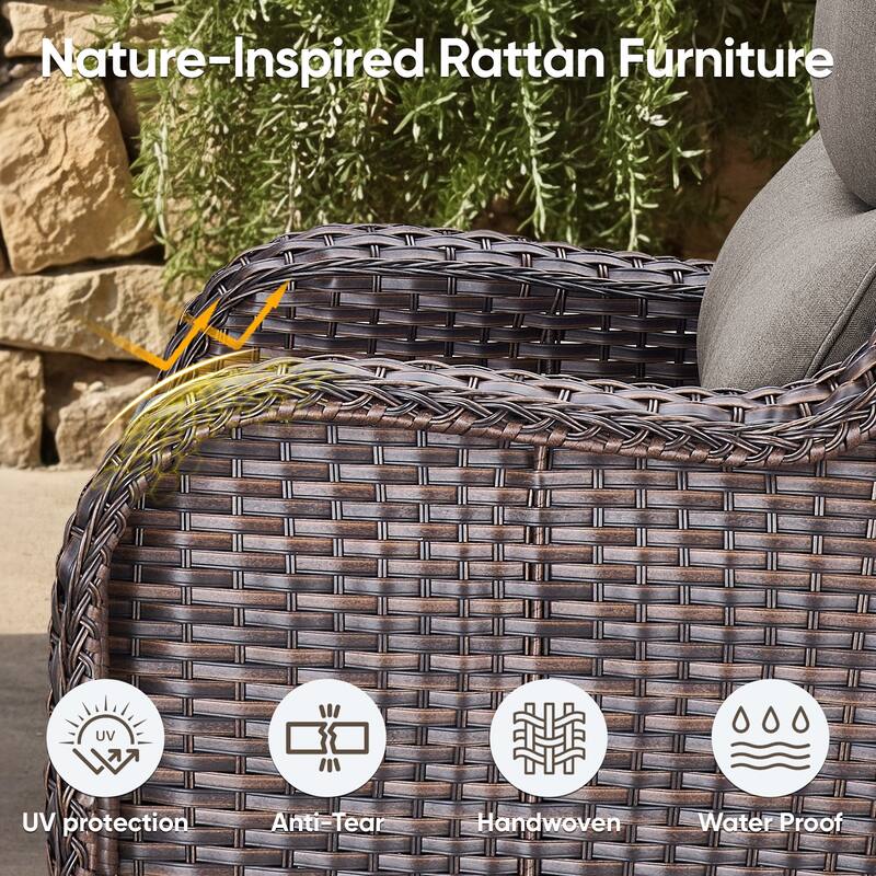 3 Pieces Outdoor Swivel Glider Rocker Chairs Table Set