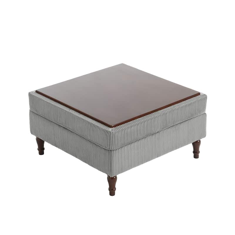 Corduroy Flip Top Dual-Use Storage Ottoman Coffee Table