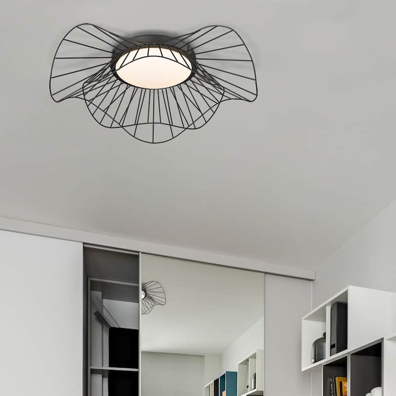 Golden Lighting Elena Integrated LED Flush Mount in Natural Black