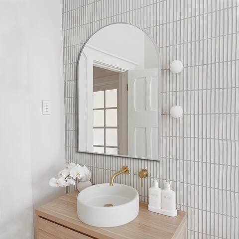 Modern Arched Metal Bathroom Vanities Mirror Accent Wall Mirror