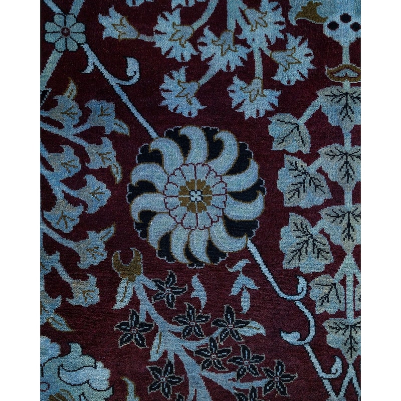 Overton Hand Knotted Wool Vintage Inspired Modern Contemporary Overdyed Blue Area Rug - 10' 2" x 14' 1"