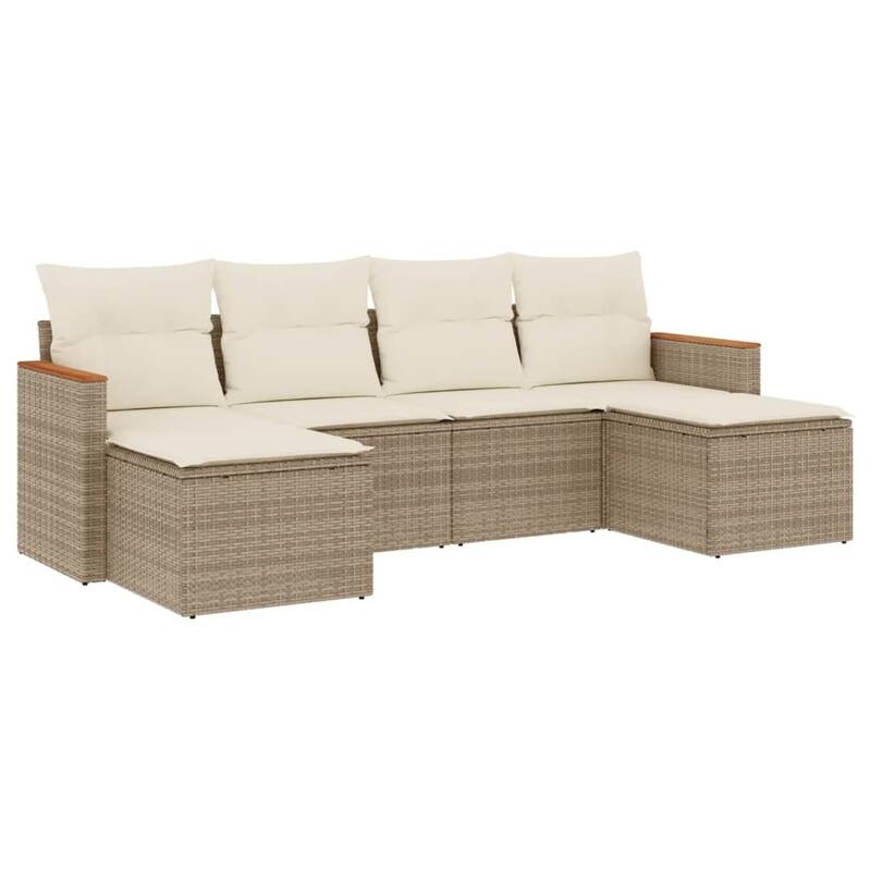 vidaXL Patio Sofa Set with Cushions Outdoor Conversation Furniture Poly Rattan