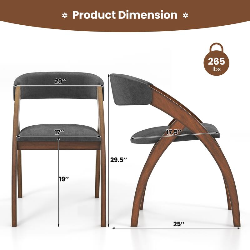Gymax Dining Chair Set of 4 w/ Padded Cushion Curved Back Arched