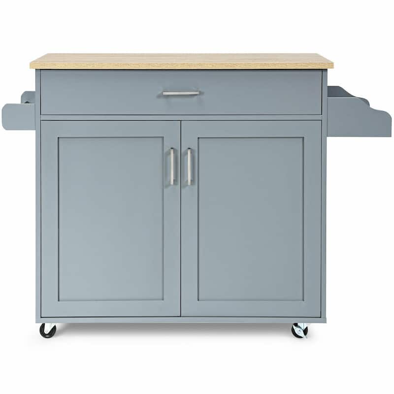 Rolling Kitchen Island Cart with Towel and Spice Rack - 45.5" x 16" x 33.5"(L x W x H)