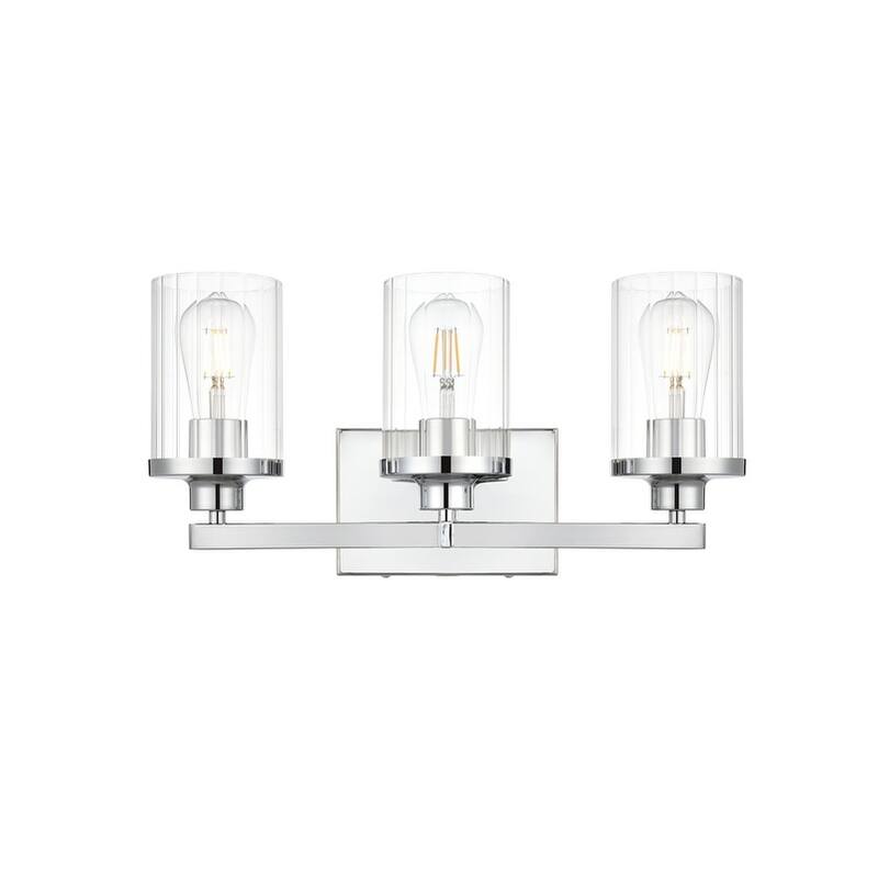 Silvia 1 Light Black and Clear Bath Sconce - 18 - Chrome