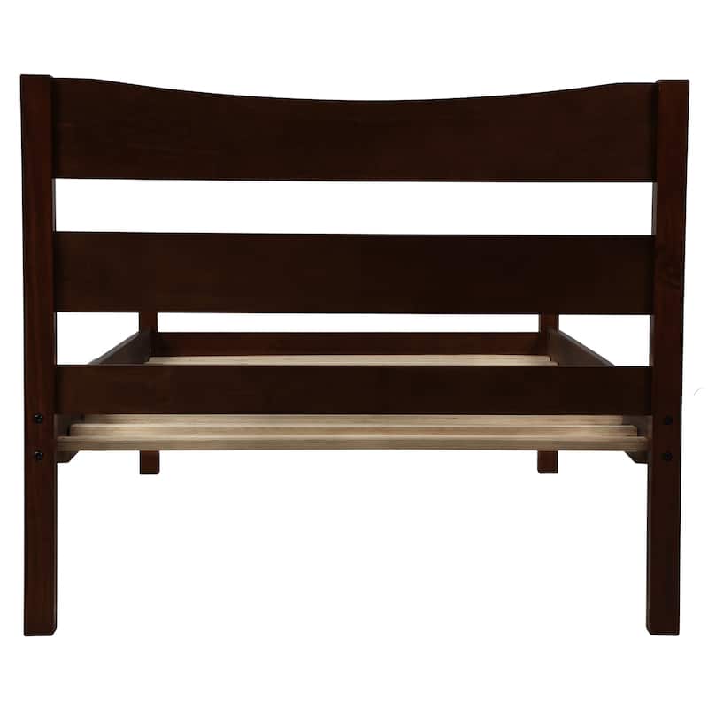 35.4" Height Wood Platform Bed with Headboard,Footboard and Wood Slat Support