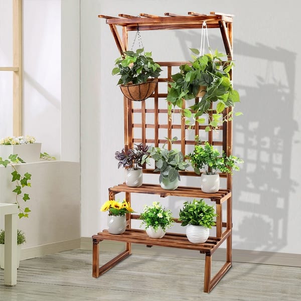 Wood Heavy Duty Plant Stand Flower Climbing Lattice Shelf - Bed Bath &  Beyond - 35356366