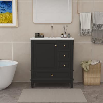 30"Freestanding Bathroom Vanity with Ceramic Sink