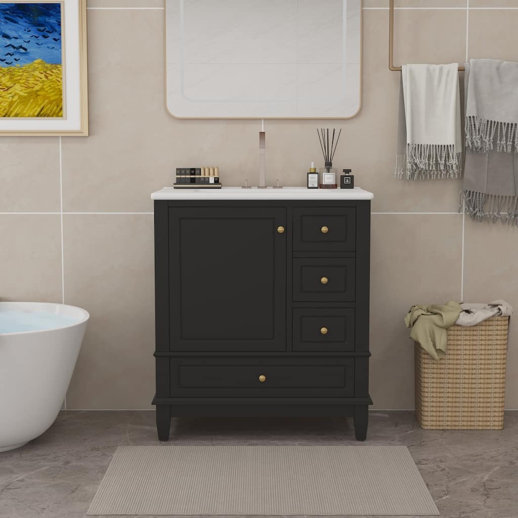 30"Freestanding Bathroom Vanity with Ceramic Sink