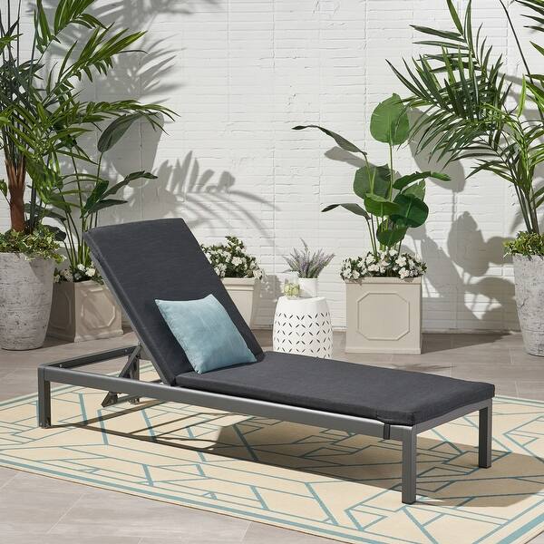 Cape Coral Outdoor Mesh and Aluminum Chaise Lounge with Cushion by