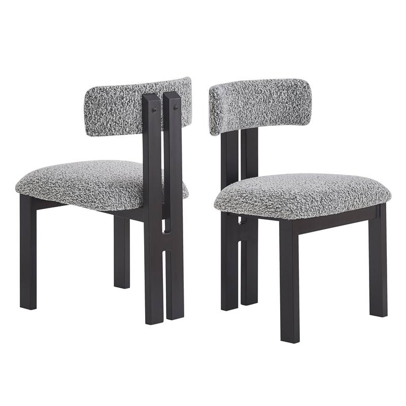 Dining Chairs Set of 2, Armless Dining Chairs with U-shaped Backrests & Metal Legs, Upholstered Lounge Chair for Kitchens