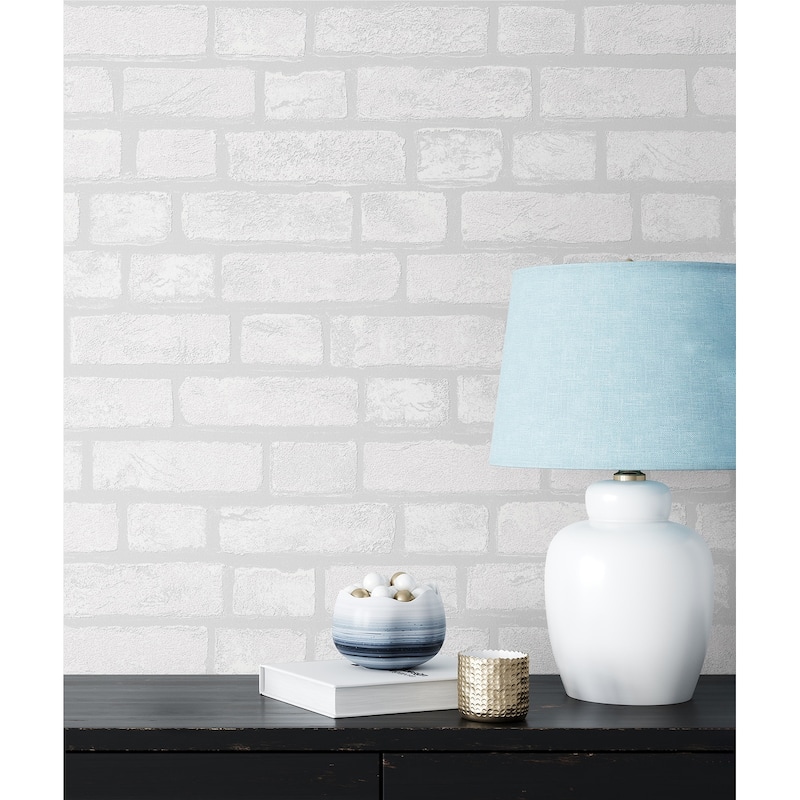Seabrook Designs Off-White Vintage Brick Paintable Unpasted Wallpaper - 20.9 in. W x 33 ft. L