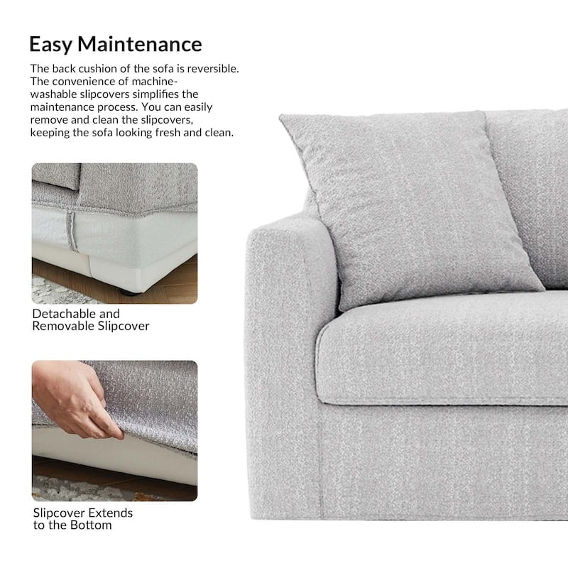 Riccardo 85" Modern Slipcovered Sofa with Square Flange Arm by HULALA HOME
