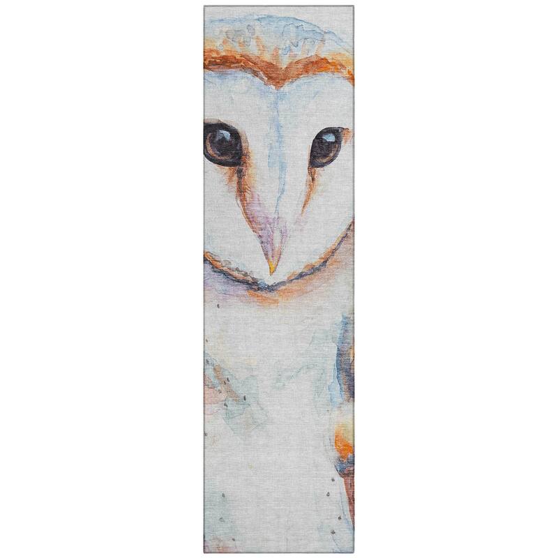 Machine Washable Indoor/ Outdoor Modern Owl Chantille Rug