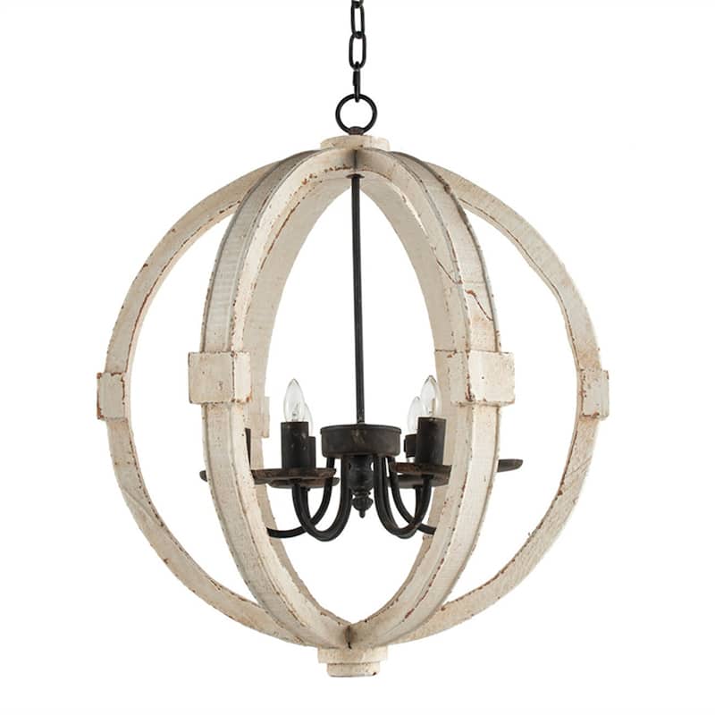 6 Light Wood Chandelier (Bulb Not Included)