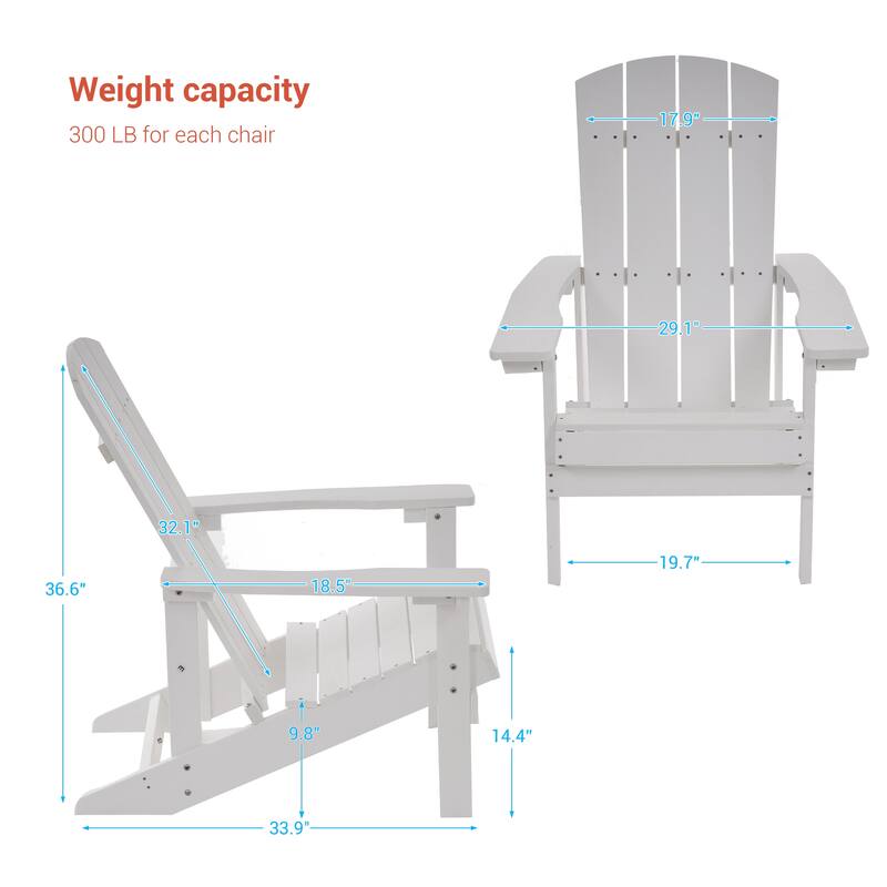 BONOSUKI Patio Adirondack Chair w/Cupholder,Weather Resistant-Set of 4