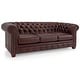 preview thumbnail 26 of 27, Hancock Tufted Top Grain Italian Leather Chesterfield Sofa - 31" H x 86" W x 40" D Distressed Ranch Brown