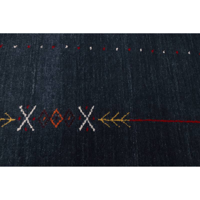 ECARPETGALLERY Hand Loomed Kashkuli Gabbeh Navy Wool Rug - 4'11 x 7'10