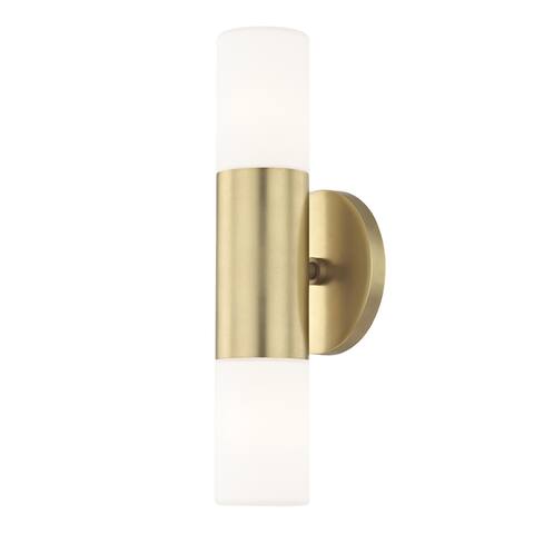 Mitzi by Hudson Valley Lola 2-light Aged Brass ADA Wall Sconce, Opal Matte Glass