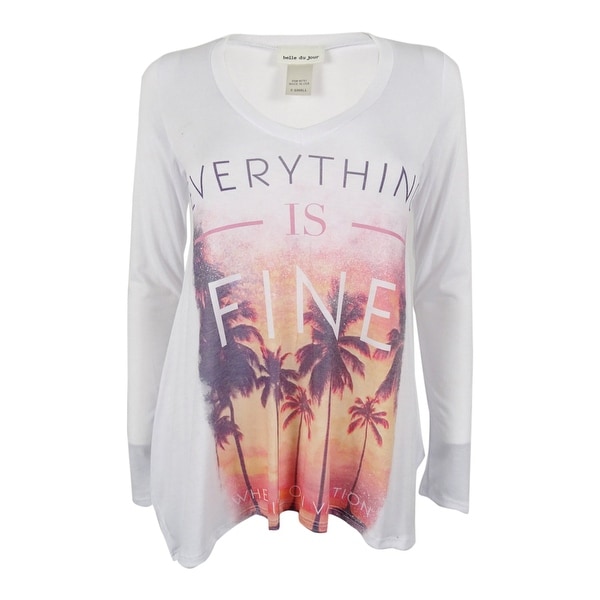 Belle du Jour Juniors' Palm Tree Print Top - Snow White
