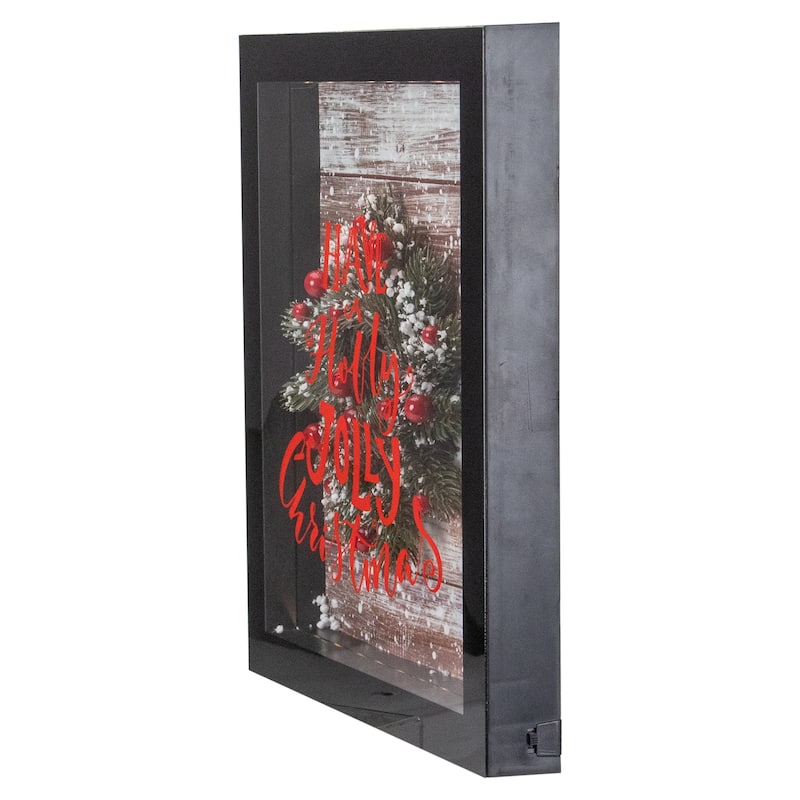 14" Black 3D "Have A Holly Jolly Christmas" LED Christmas Box Decor